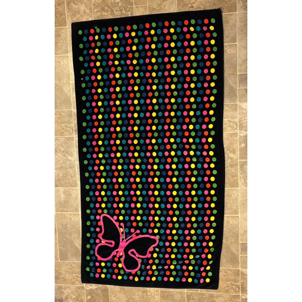 Vintage Polka Dot Butterfl‎ Beach Towel Retro Colorful 61X32